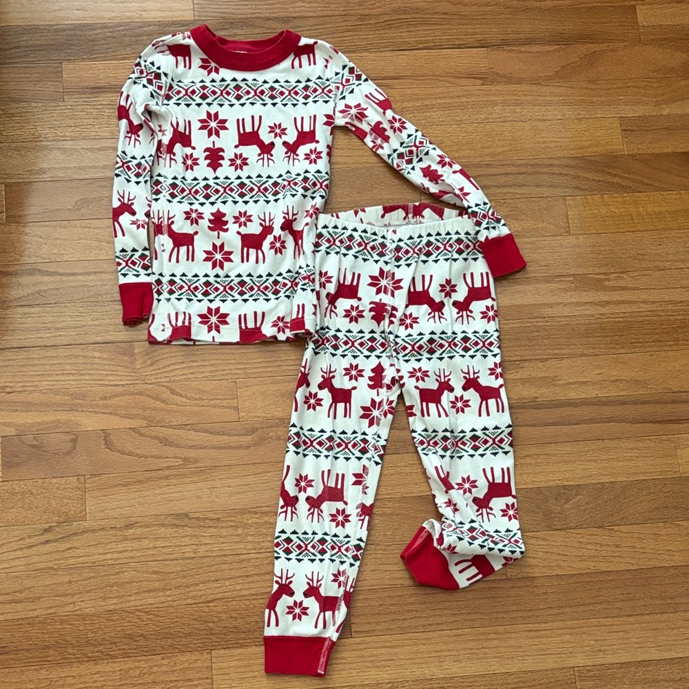 Hanna Anderson PJs with Red Reindeer Print